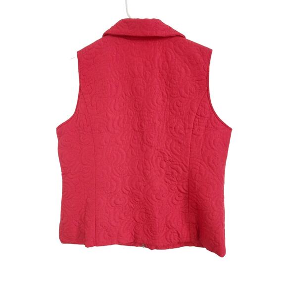 Christopher & Banks Womens Size L Red Zipper Pockets Quilted Vest - Picture 2 of 6